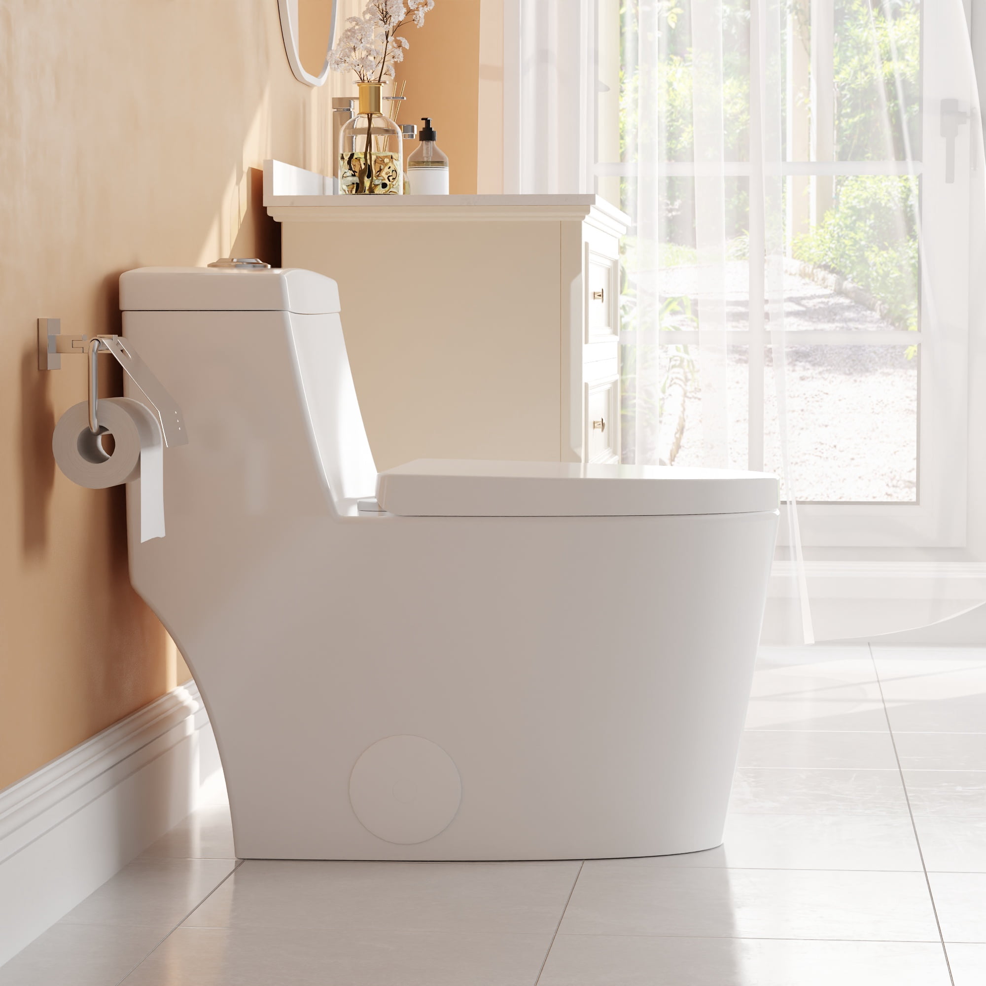 DeerValley Prism DV-1F52636 Dual-Flush Elongated One-Piece Toilet with Glazed Surface (Seat Included)