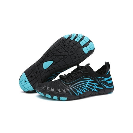 

Eloshman Womens Mens Beach Shoe Quick Dry Aqua Socks Breathable Water Shoes Surf Lightweight Barefoot Sneakers Sport Flats Black Blue 10