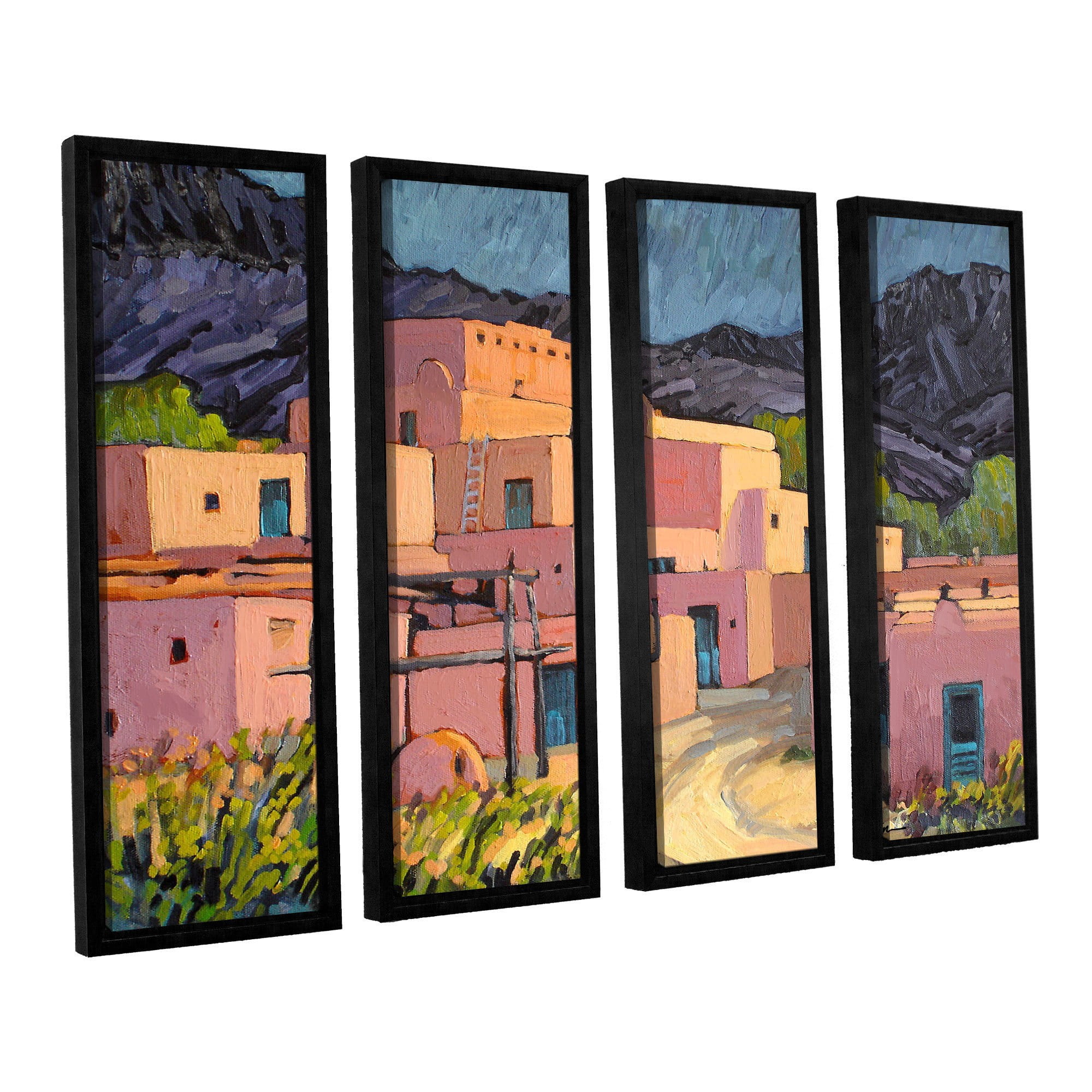 ArtWall Rick Kersten "Taos Pueblo" 4-Piece Floater-framed Canvas Set
