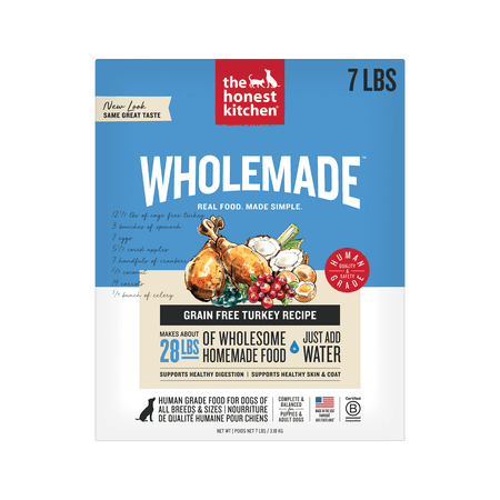 The Honest Kitchen Human Grade Wholemadeâ„¢ Dehydrated Dog Food Grain Free Turkey, 7 lb (Makes 28lbs)