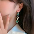 thumbnail image 5 of Huanledash 1 Pair Dangle Earrings Long Emerald Flower Shape Eye-catching Water Drop Earrings for Gift, 5 of 7
