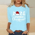 thumbnail image 1 of Aqestyerly Hauts de Noël pour Femmes T-Shirt Imprimé de Noël Manches 3/4 Blouse Col Rond Hauts Décontractés, 1 of 5