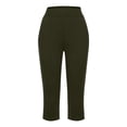 thumbnail image 4 of Lixiuxyad Summer Beach Pants Women's Casual Pants For Everyday Comfort Versatile Home And Sports Wear Classic Solid Color 3/4 Length Trousers Elastic Waist For Easy Fit Green, 4 of 6