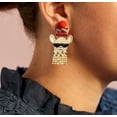 thumbnail image 3 of Imitation Pearl & Crystal Cool Llama Christmas Earrings, 3 of 4