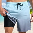 thumbnail image 2 of Mens Swim Trunks 5 Inch Quick Dry Elastic Waist Drawstring Stretch Mens Board Shorts Swimwear Printing Relaxed Fit Soft Compression Liner Men Swim Brief,Light Blue,XXXXL, 2 of 4