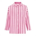 thumbnail image 3 of Elvqul Womens Button down Shirts Plus Size Womens Tops Collared Striped Hot Pink Lightweight 3/4 Sleeve Shirt, 3 of 7