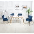 thumbnail image 6 of Set of 4 Wingback Upholstered Dining Chairs with Metal Legs, Velvet Fabric Side Dining Room Chairs with Tufted Button, Living Room Chairs Home Kitchen Dining Room (Blue + Gold Leg), 6 of 7