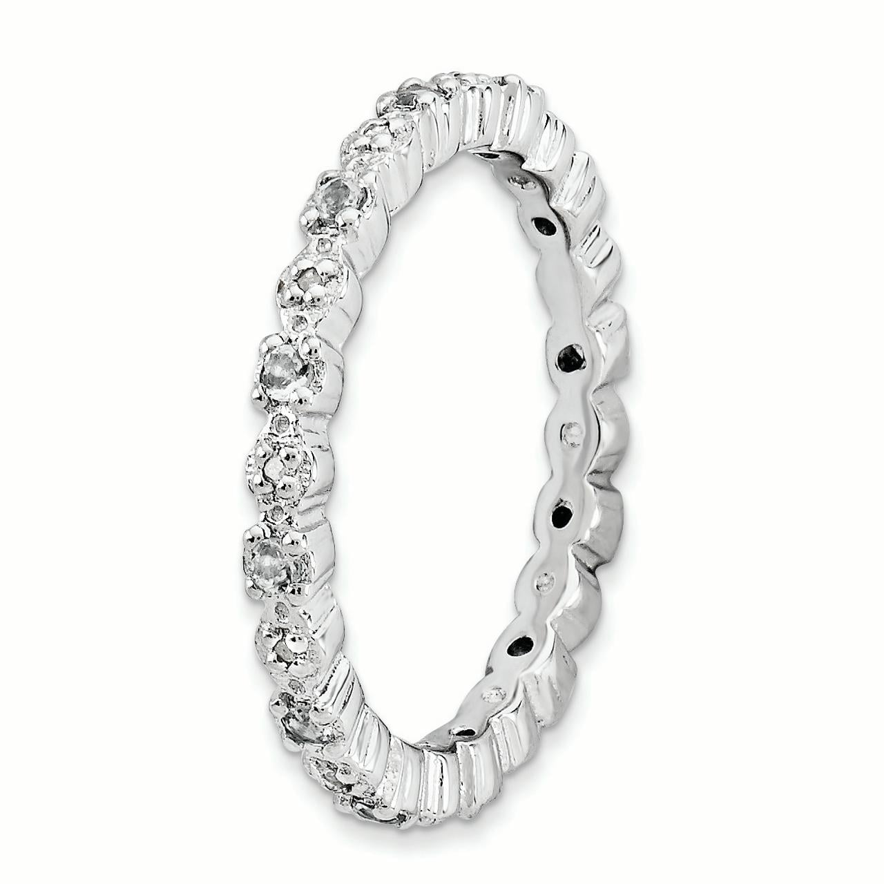 Sterling Silver White Topaz & Diamond Ring