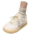 thumbnail image 3 of XIMIN Women's Platform Casual Fashion Retro Classic Gum Sole Sneakers Leather Low Top Tennis Shoes Lace Up Casual Walking Shoes Breathable Sneaker Trendy Walking Shoes, 3 of 7
