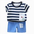 thumbnail image 1 of COMVALUE Pyjama Garçon 2 Pcs Ensemble Court Tenue de Nuit (Bleu Pâle, 2-3 Ans), 1 of 6