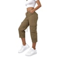 thumbnail image 3 of VBVC Women's Drawstring Cargo Capri Pants , Causal Summer Crop Trousers For Women , Ladies' Lightweight Y2K Pants with Pockets, Khaki , S-2XL, 3 of 7