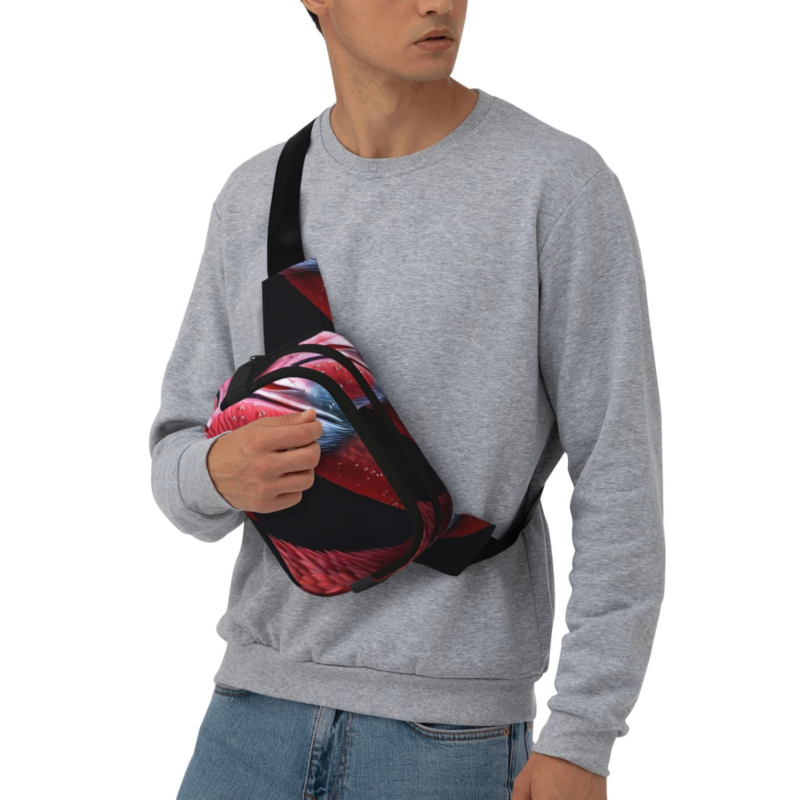 Picia Closeup Red Flamingo Portrait Print Square Double-Layer Waist Bag Mini Adjustable Waist Belt Bag Exercise Running Travel Hiking