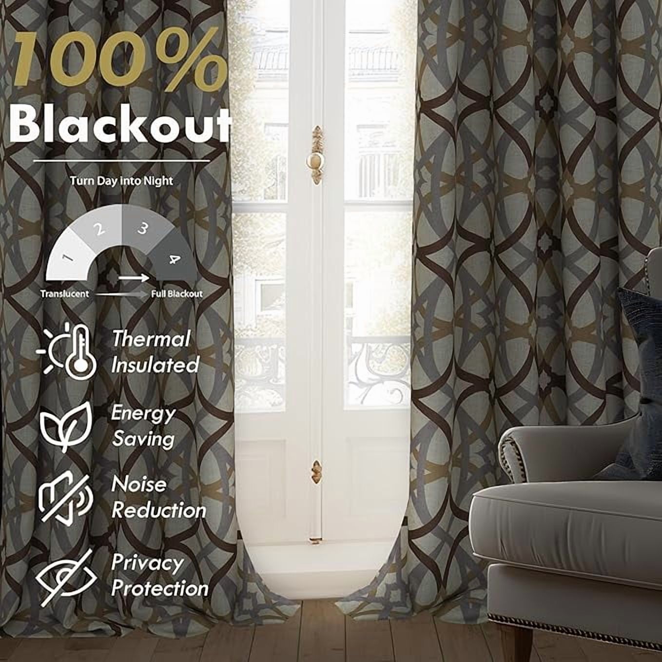 DriftAway Linen 100% Blackout Curtains for Bedroom Linen Look Room Darkening Curtain Draperies Thermal Insulated Grommet Textured 52 Inch by 84 Inch 2 Layers 2 Panels Alexander Brown