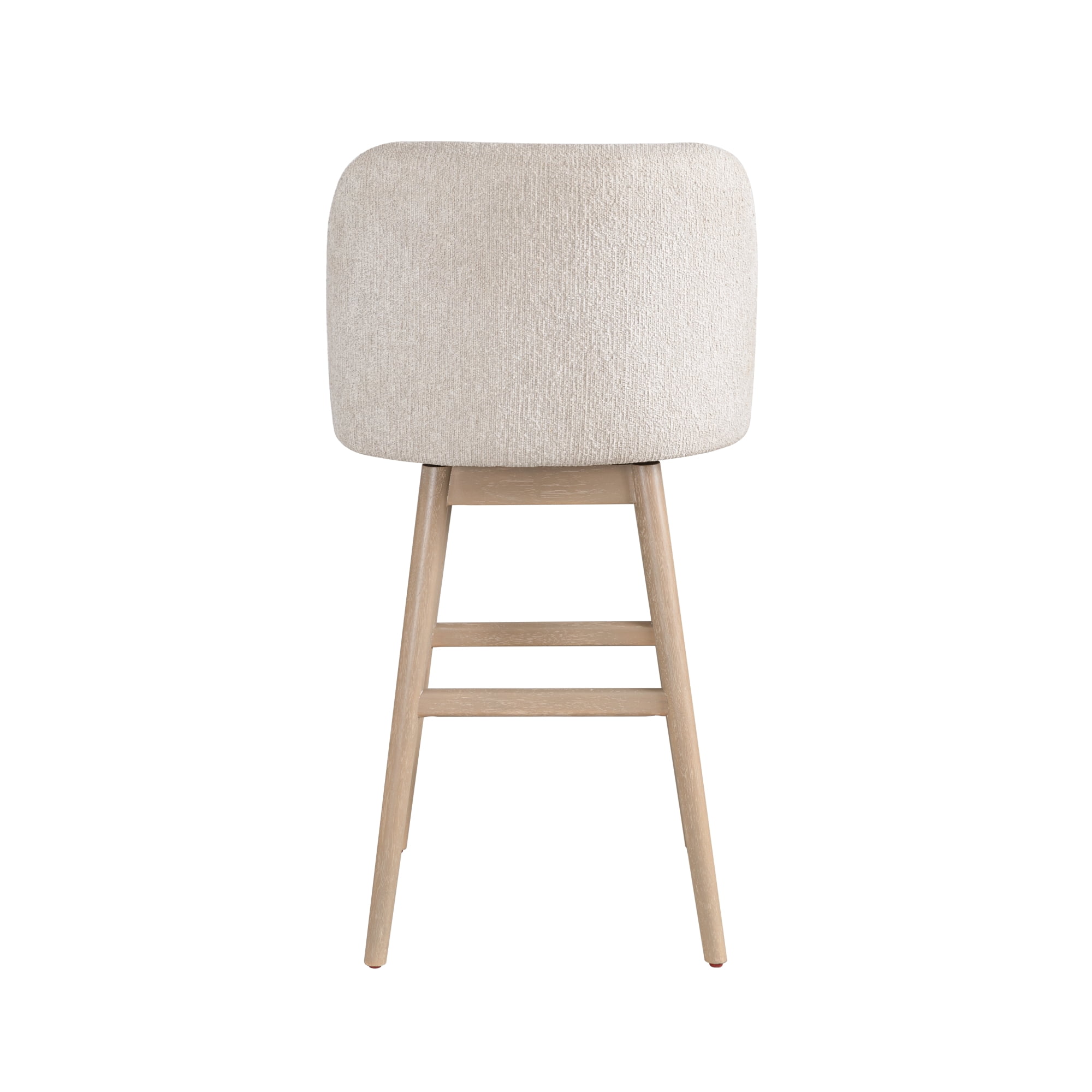 Sadie Solid Wood Upholstered 30" Bar Height Swivel Barstool with Ancient Stone Fabric Seat