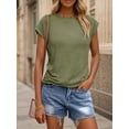 thumbnail image 5 of Casual Loose Women's Crewneck Short Sleeve T Shirts Solid Color Summer Tops, 5 of 7