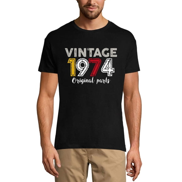 Men's Graphic T-Shirt Original Parts 1974 50th Birthday Anniversary 50 Year Old Gift 1974 Vintage Eco-Friendly Short Sleeve Novelty Tee