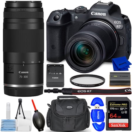 Canon EOS R7 Mirrorless Camera with 18-150mm   RF 75-300mm f/4-5.6 Lens Bundle