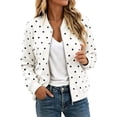 thumbnail image 3 of Fall Jacket for Women Long Sleeve Casual Bomber Outerwear Polka Dot Print Zip Closure Ribbed Cuffs Easy Layering Fall Outfits, 3 of 8