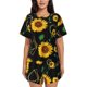 thumbnail image 1 of Fotbe Sunflowers3 Conjunto de Pijama Estampado para Mujer, 2 Piezas, Ropa de Dormir con Camiseta de Manga Corta y Shorts Suaves-Medium, 1 of 6