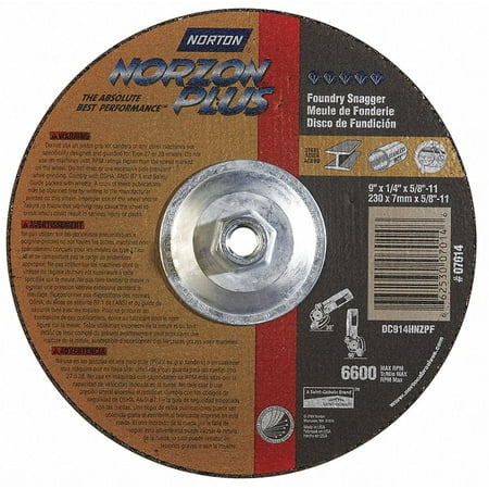 

Norton Abrasives Depressed Ctr. Wheel T27 9in 5/8in-11 66253007014