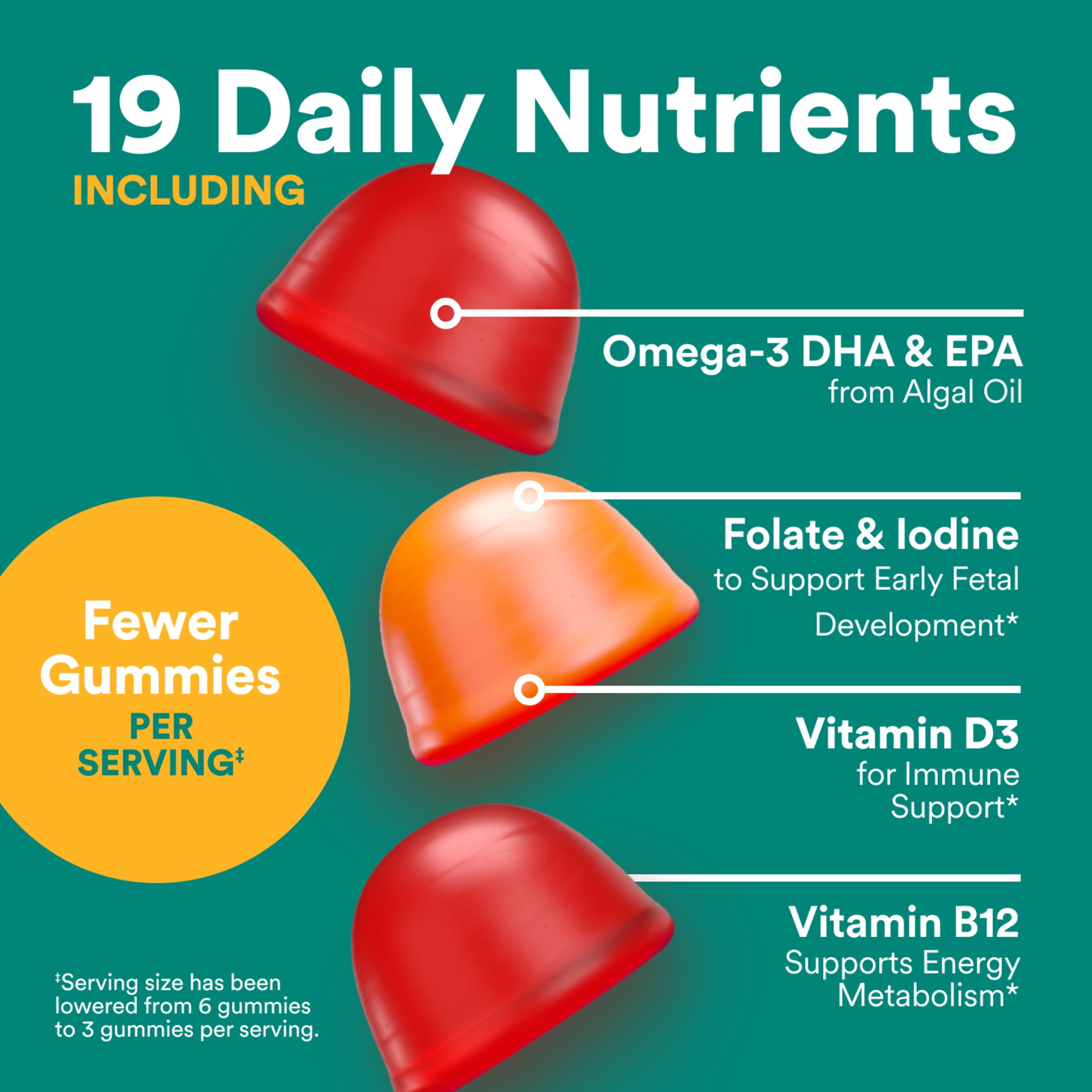 SmartyPants Prenatal Plus Multivitamin & Omega 3 Gummies with Methylfolate 90 Count