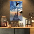 thumbnail image 1 of Jetée en Bois et Palmier - Impression sur Toile Photo de Bord de Mer, 1 of 3
