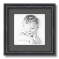 ArtToFrames 12x12" Matted Picture Frame with 8x8" Single Mat Photo Opening Framed in 1.25" Black Stain on Solid Red Oak and 2" Charcoal Mat (FWM-4083-12x12)