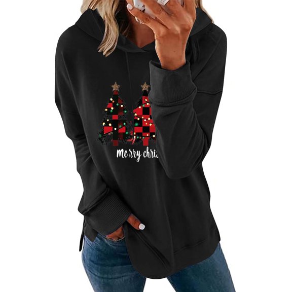 Fall Fashion Must Haves Womens Long Sleeve Fall Hoodies Christmas Tree Pullovers Sweatshirts Round Neck Print Tops My Items