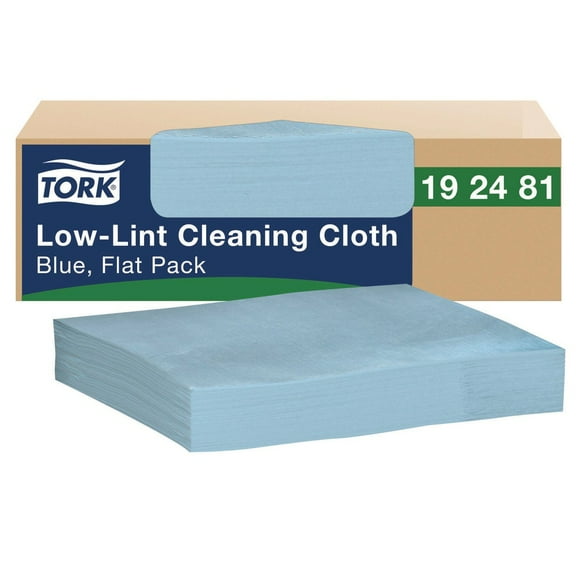 Tork 192481 12 in. x 12 in. 1-Ply  Low-Lint Cleaning Cloth - Blue (250/Carton)