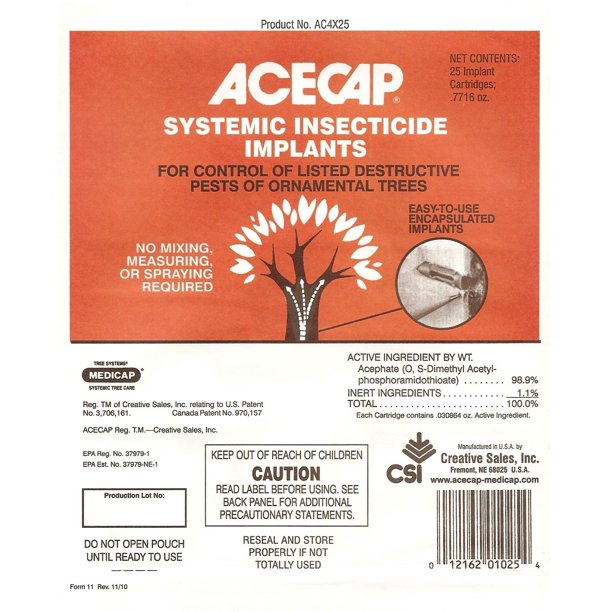 Acecap 25Pack Systemic Insecticide Tree Implants for Control of Tree