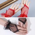 thumbnail image 4 of BEMS-2 Pares de Guantes de Encaje, Guantes de Boda, Guantes de Novia, Guantes Cortos de Encaje, Guantes de Encaje sin Dedos, Guantes góticos, para Boda, Baile, Noche, Banquete,, 4 of 4
