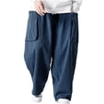 thumbnail image 2 of Men's Jeans 75%Rayon,25%Polyester and Big Men's Relaxed Fit Jeans Fashion Solid Color Casual Lace Up Loose Sports Jeans Full Length Pants Navy 3XL Denim Pants for Men, 2 of 7