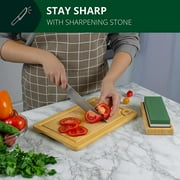 Royal Craft Wood Premium Whetstone Sharpening Kit, 2 Side Grit 1000/6000 Waterstone - Professional Grade Whetstone Set with Knife Sharpening Angle Guide and Non-Slip Bamboo Base (White/Green)