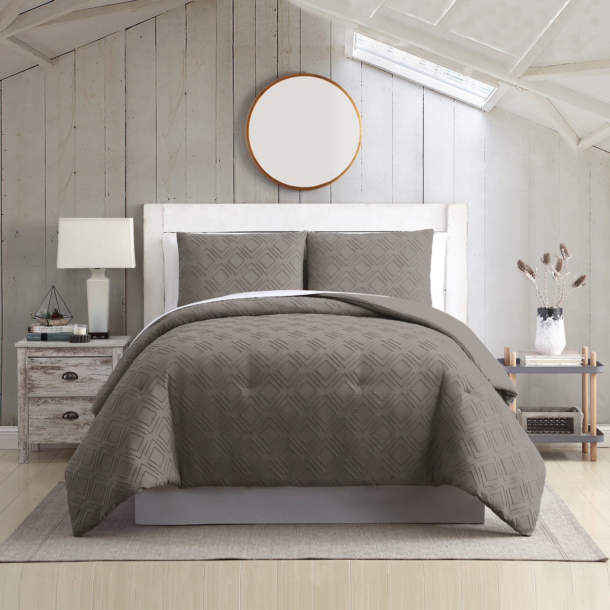 Modern Threads Ethos 3-Piece Adult Comforter Set, Gray, Queen