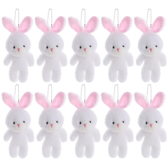 Jiibva 10Pcs Rabbit Keychain Kawaii Bag Keychains Easter Rabbit Key Ring Bunny Keyrings Plush Car Key Holder Bunny Plush Dolls Valentine'S Day Keychain