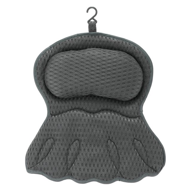 Unique Bargains Bath Pillow for Tub Bath Pillow Luxury Bathtub Pillow with Soft Air Mesh Fabric and 6 Strong Suction Cup Gray