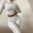 thumbnail image 2 of TTUHYWXI Women’s Casual 2 Piece Outfits Sexy Bodycon Long Sleeve Crop Top with Long Pants Tracksuit Set Jumpsuits (White, XL), 2 of 5