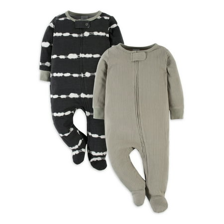 Modern Moments by Gerber Baby Boy, Baby Girl, & Unisex Sleep 'n Play Footed Pajamas, 2-Pack (Newborn-6/9 Months)
