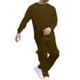 thumbnail image 4 of Men's Tracksuit 2 PCS Crewneck Sweatshirts and Sweatshirts Sweatpants Jogging Sweat Suits Athletic Sweatsuits Sets Casual Gym - Brown-04,XXXL, 4 of 8