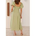 thumbnail image 2 of Women's Sweetheart Neck Puff Sleeve Dress with Ruched Cutout Pockets for Everyday Wear Flattering Fit 100% Cotton, 2 of 28