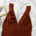 thumbnail image 3 of Women One Piece Swimsuit: Simple V Neck Solid Color Beach Swimwear Swimming Suit, 3 of 10