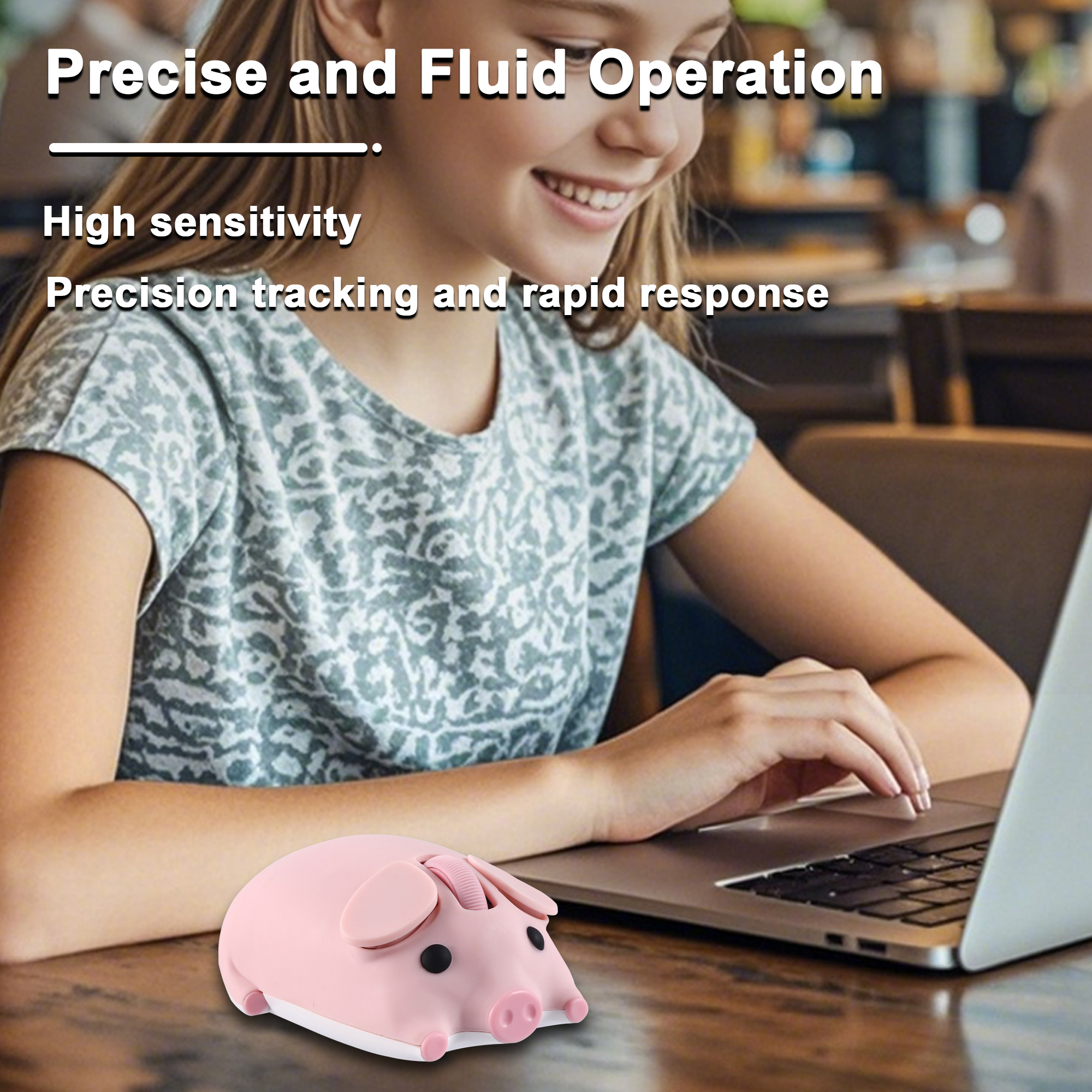 Dpisuuk Wireless Bluetooth Mouse Cute Animal Pig Shape 2.4G & Bluetooth Dual Mode Computer Mice with USB Receiver Portable Compact Optical Cordless Mouse for Laptop PC Notebook Kids Gift, Pink