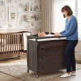 thumbnail image 4 of ELLEGHT 3-Drawer Dresser Changer, Changing Table, Nursery Dresser with Safety Belt, Guardrails & Changing Top for Baby Nursery in Brown, 4 of 8