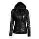 thumbnail image 1 of Chaqueta con capucha con capucha de cremallera con capucha de cuero de Faux de la mujer CACAGOO Abrigo, 1 of 6