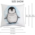 thumbnail image 2 of GZHJMY Decorative Throw Pillow Covers Set of 2, Little Sleepy Penguin Soft Pillow Cases, Square Cushion Cases Pillowcases for Sofa Bed Couch Car Home 16"x16" Home Decor, 2 of 5