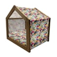 thumbnail image 2 of Birds Pet House, Futuristic Design of Contrast Colored Toucan Cockatoo Parrot Flamingo and Pelican, Outdoor & Indoor Portable Dog Kennel with Pillow and Cover, 5 Sizes, Multicolor, by Ambesonne, 2 of 5