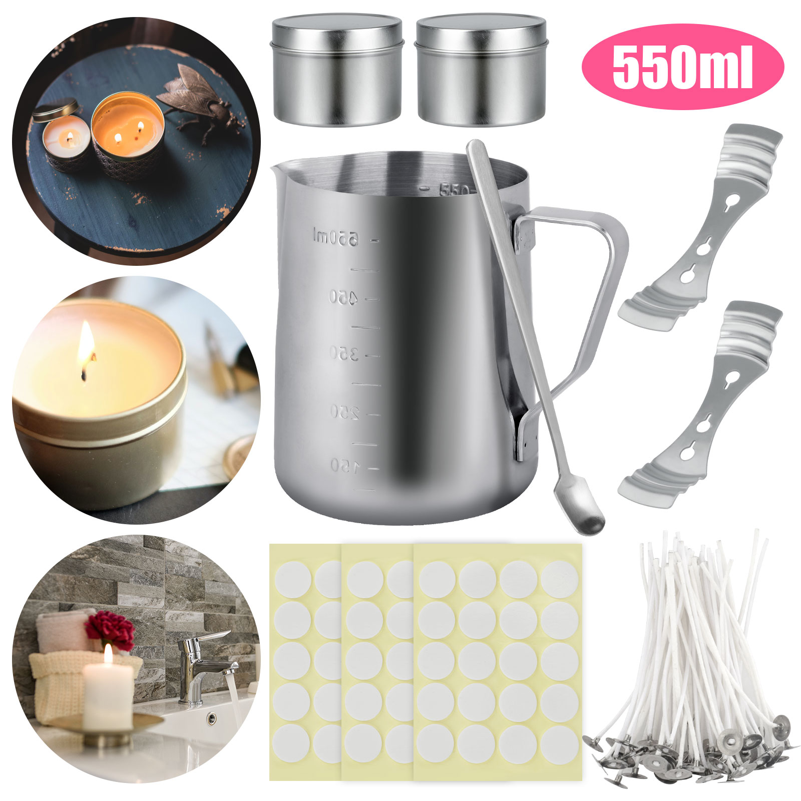 Candle Making Kit DIY Candles Craft Tool Set Pouring Pot Wicks Wax Set