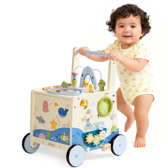 Andador de Madera ROBOTIME para Bebés con Altura Ajustable y Música