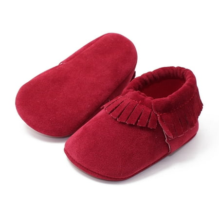 

Infant Boy Soft Shoes Solid Color Flat Tassel Walking Shoes for Baby Girls