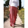 thumbnail image 6 of Womens Gingham Plaid Wide Leg Pants Y2k Lounge Pants Lace Up Loose Trousers Red XL, 6 of 9